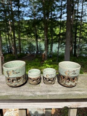 Vintage Somayaki Teacups Somaware Japanese Japan Double Walled